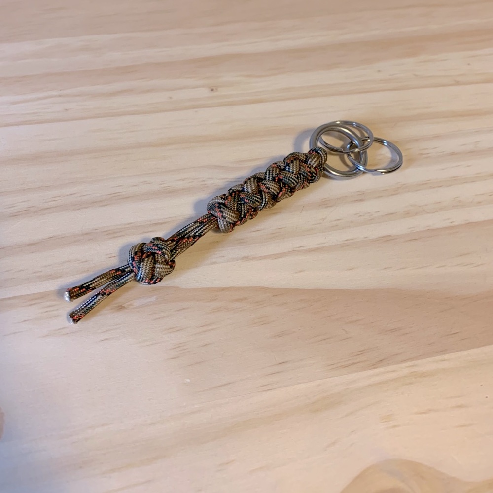 Olive Green & Orange Paracord Handmade Keychain